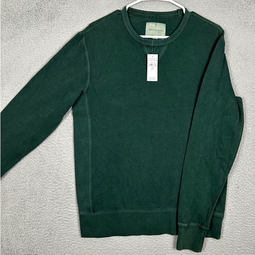 NEW American Eagle Sweatshirt Mens Small Super Soft Green Crewneck Knit Pullover